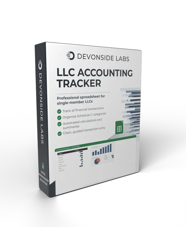 LLC Accounting Tracker — product packaging
